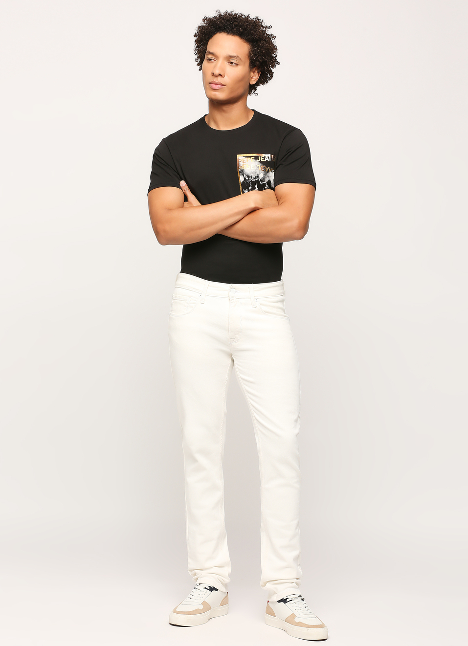 Vapour White Mid Rise Slim Fit Jeans, , large image number 0