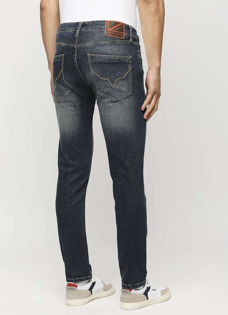 Vapour Dark Blue Low Waist Tapered Jeans, , large image number 5