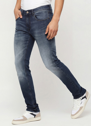 Vapour Dark Blue Mid Rise Slim Fit Jeans