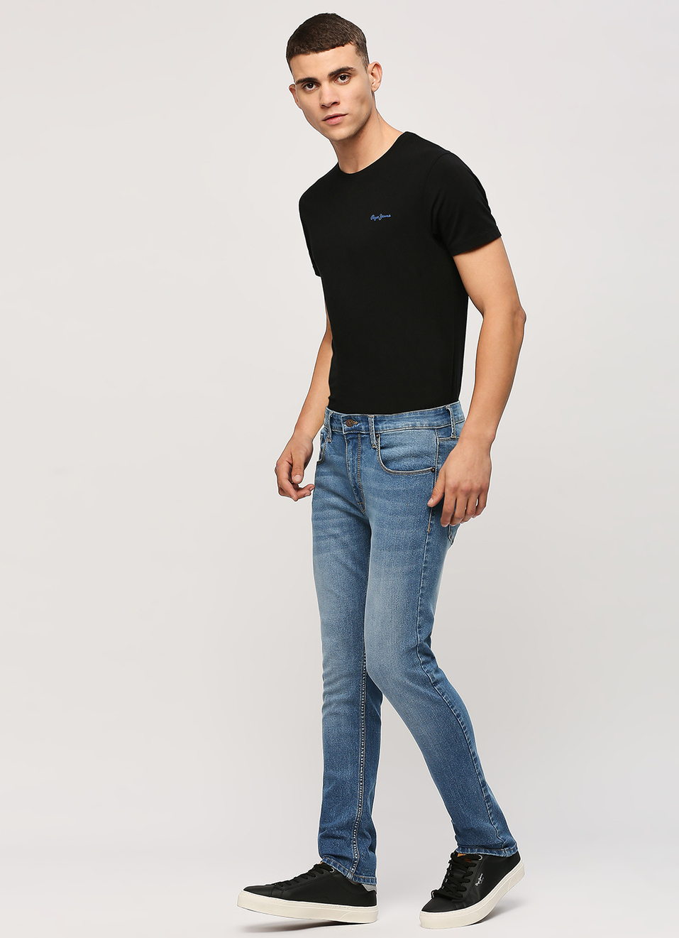Vapour Light Blue Low Rise Tapered Jeans, , large image number 1