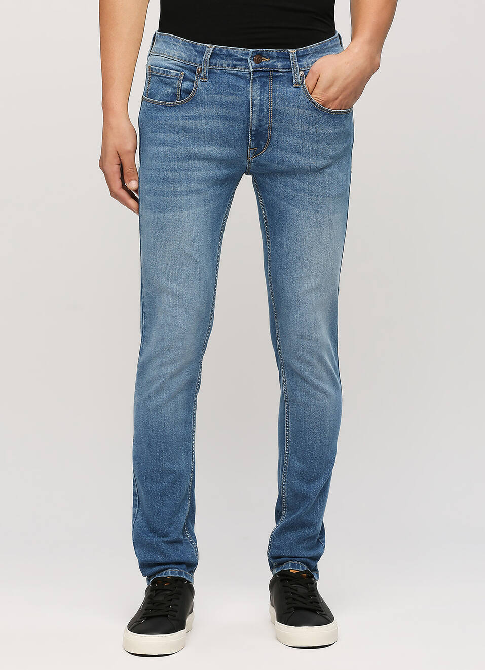 Vapour Light Blue Low Rise Tapered Jeans, , large image number 2