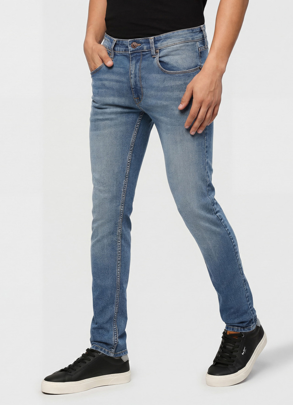 Vapour Light Blue Low Rise Tapered Jeans, , large image number 0