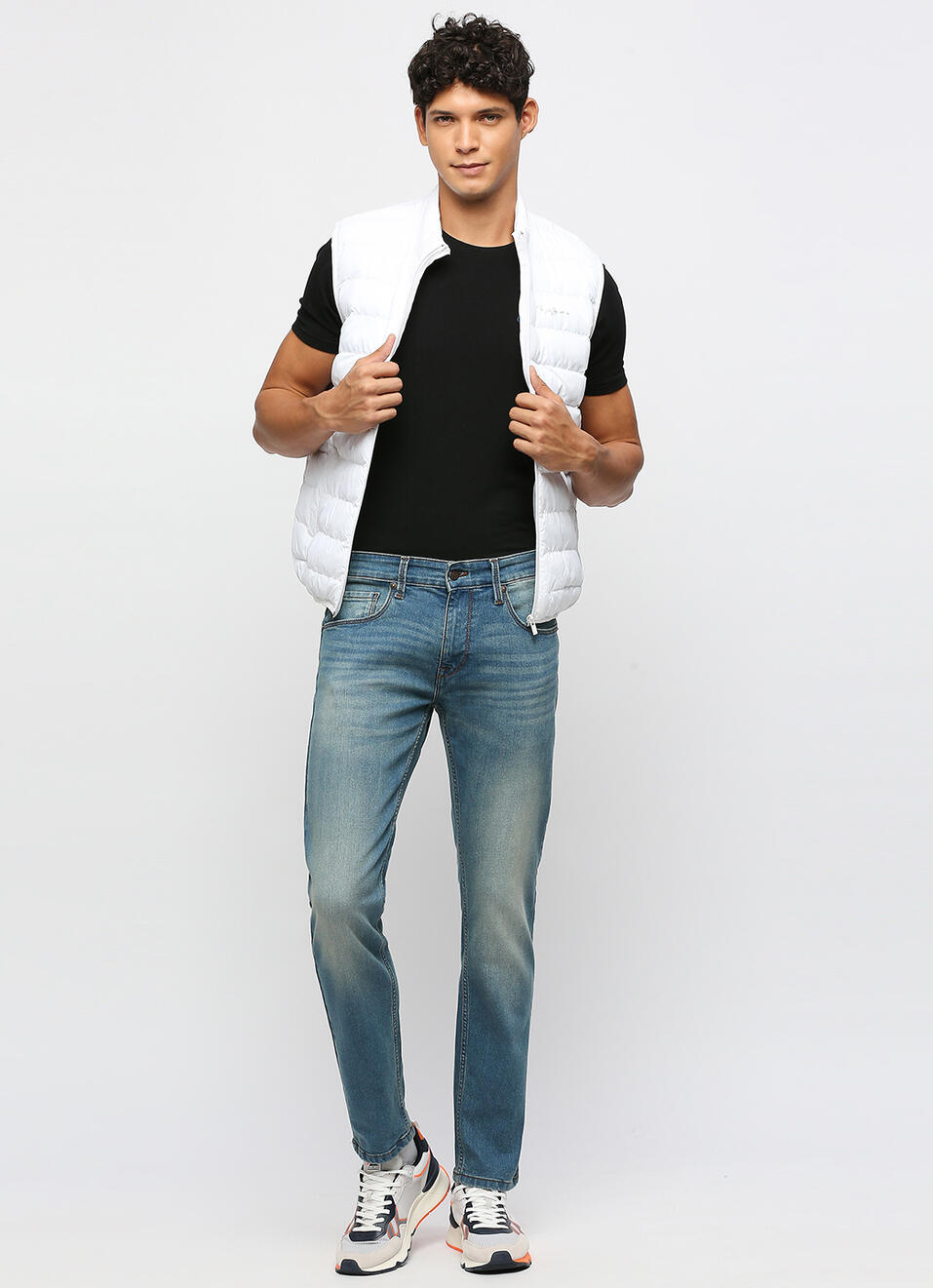 Vapour Light Blue Low Rise Tapered Jeans, , large image number 1