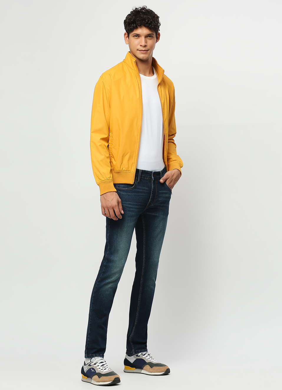 Vapour Dark Blue Low Rise Tapered Jeans, , large image number 1