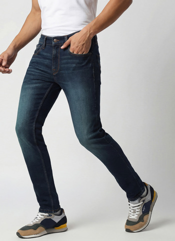 Vapour Dark Blue Low Rise Tapered Jeans