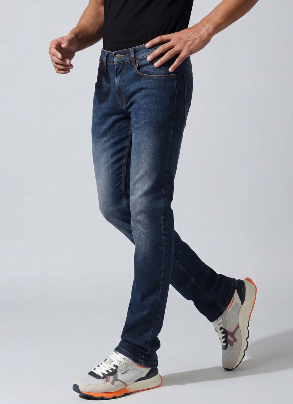 Vapour Dark Blue Mid Rise Slim Fit Jeans, , large image number 0