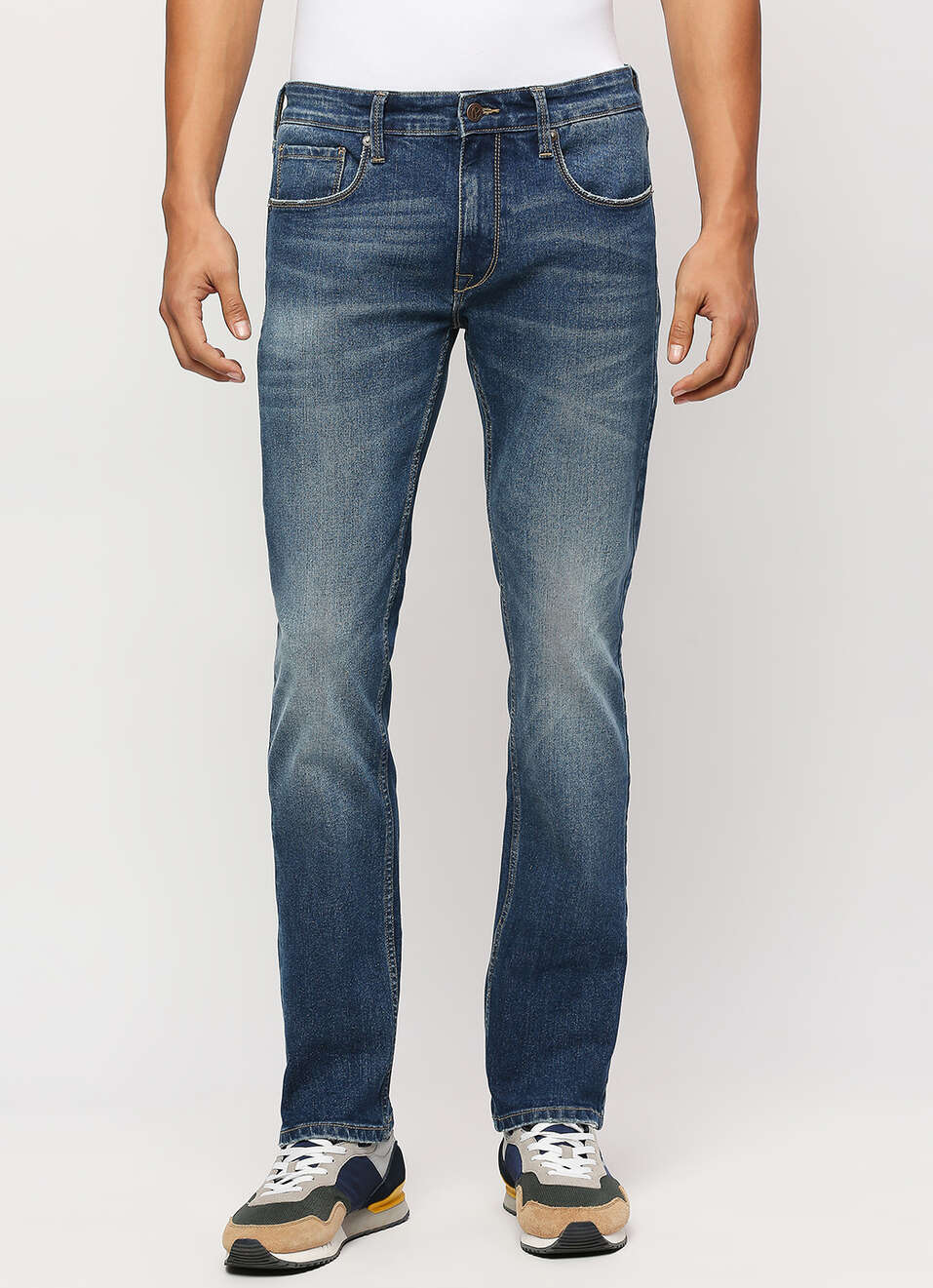 Vapour Blue Mid Rise Slim Fit Jeans, , large image number 2