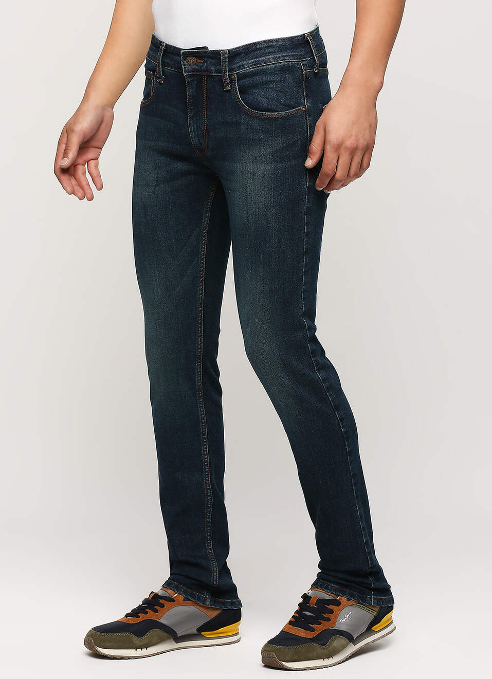 Vapour Dark Blue Mid Rise Slim Fit Jeans, , large image number 5