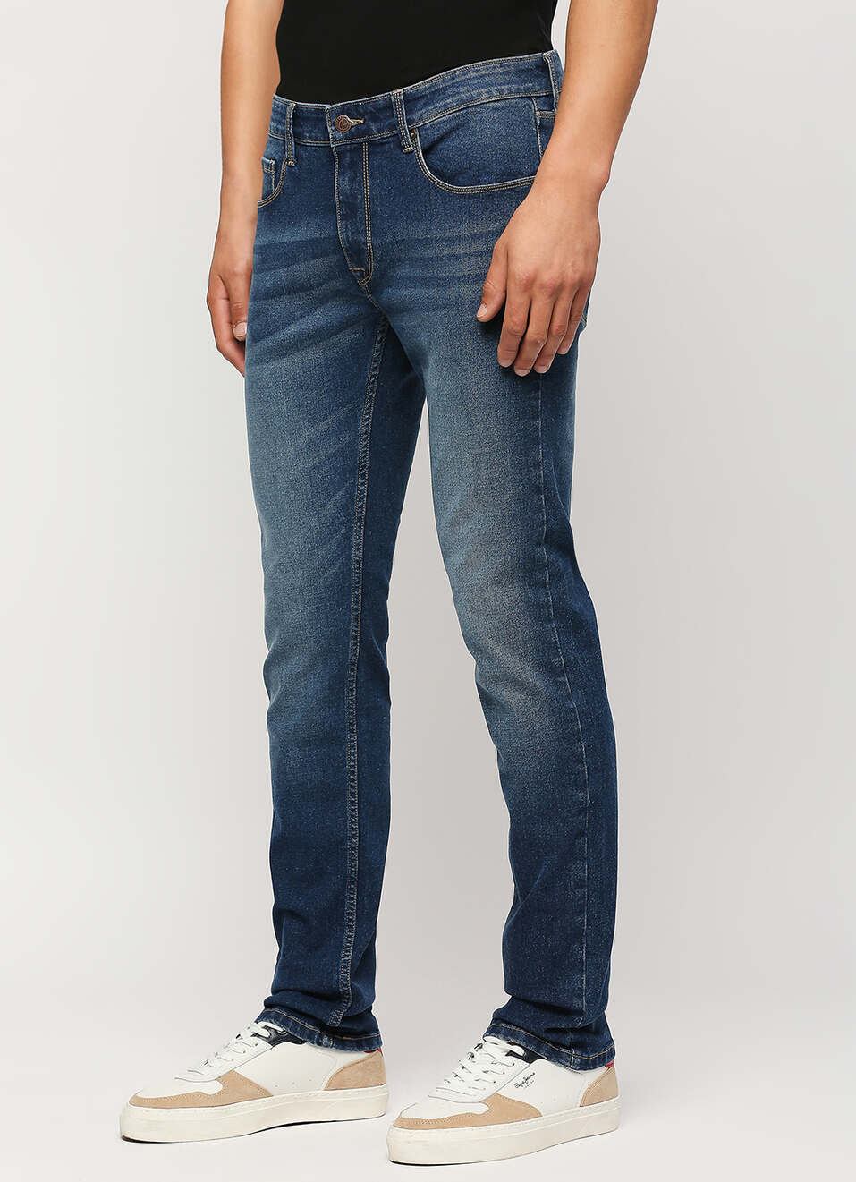 Vapour Dark Blue Mid Rise Slim Fit Jeans, , large image number 5
