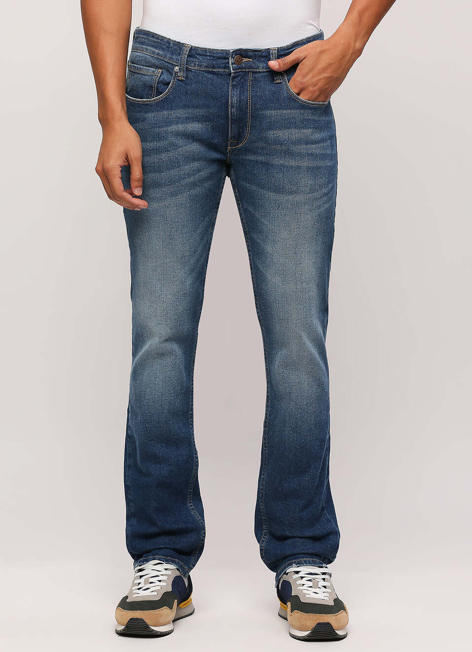 Vapour Blue Mid Rise Slim Fit Jeans, , large image number 2