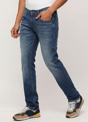 Vapour Blue Mid Rise Slim Fit Jeans