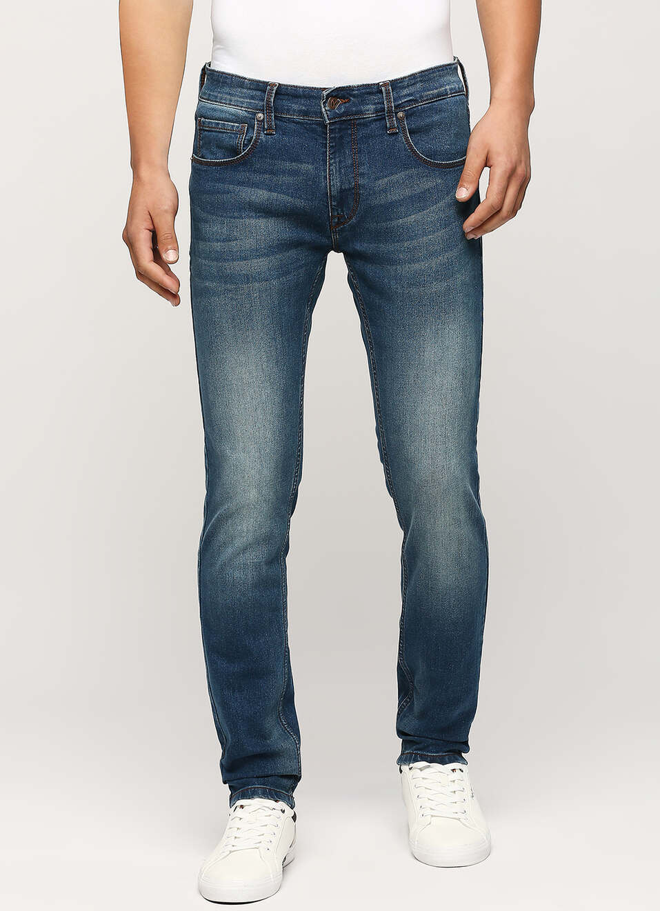 Vapour Dark Blue Low Rise Tapered Jeans, , large image number 2