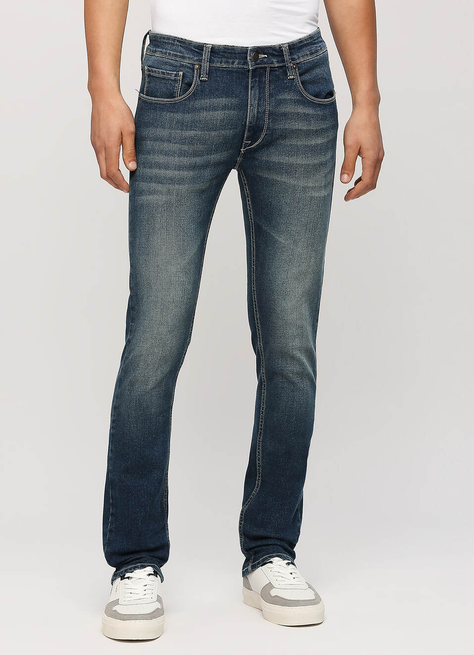 Vapour Dark Blue Mid Rise Slim Fit Jeans, , large image number 2