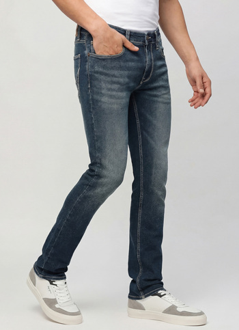 Vapour Dark Blue Mid Rise Slim Fit Jeans