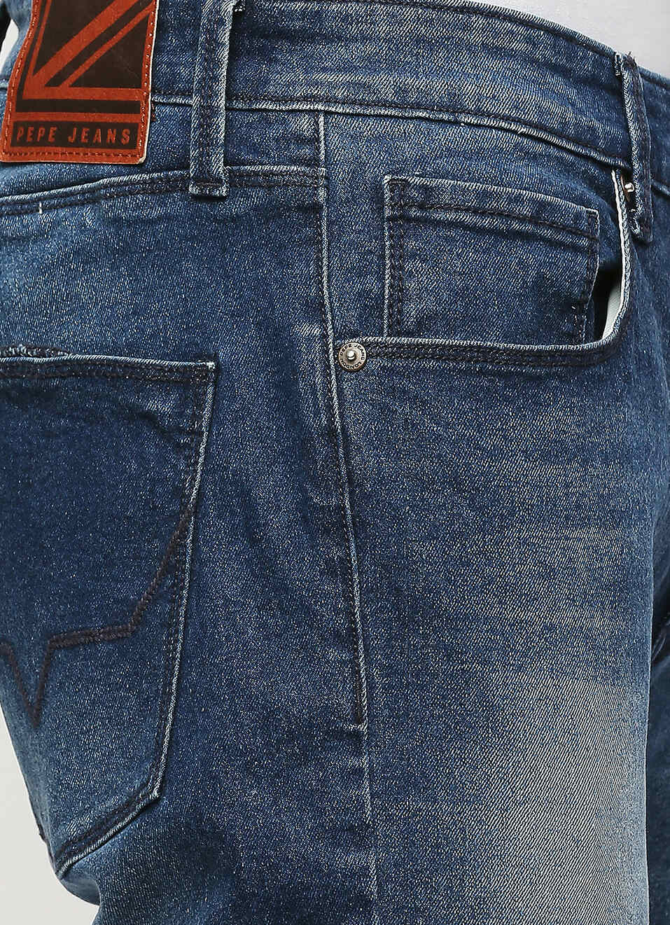 Holborne Dark Blue Mid Rise Straight Fit Jeans, , large image number 4