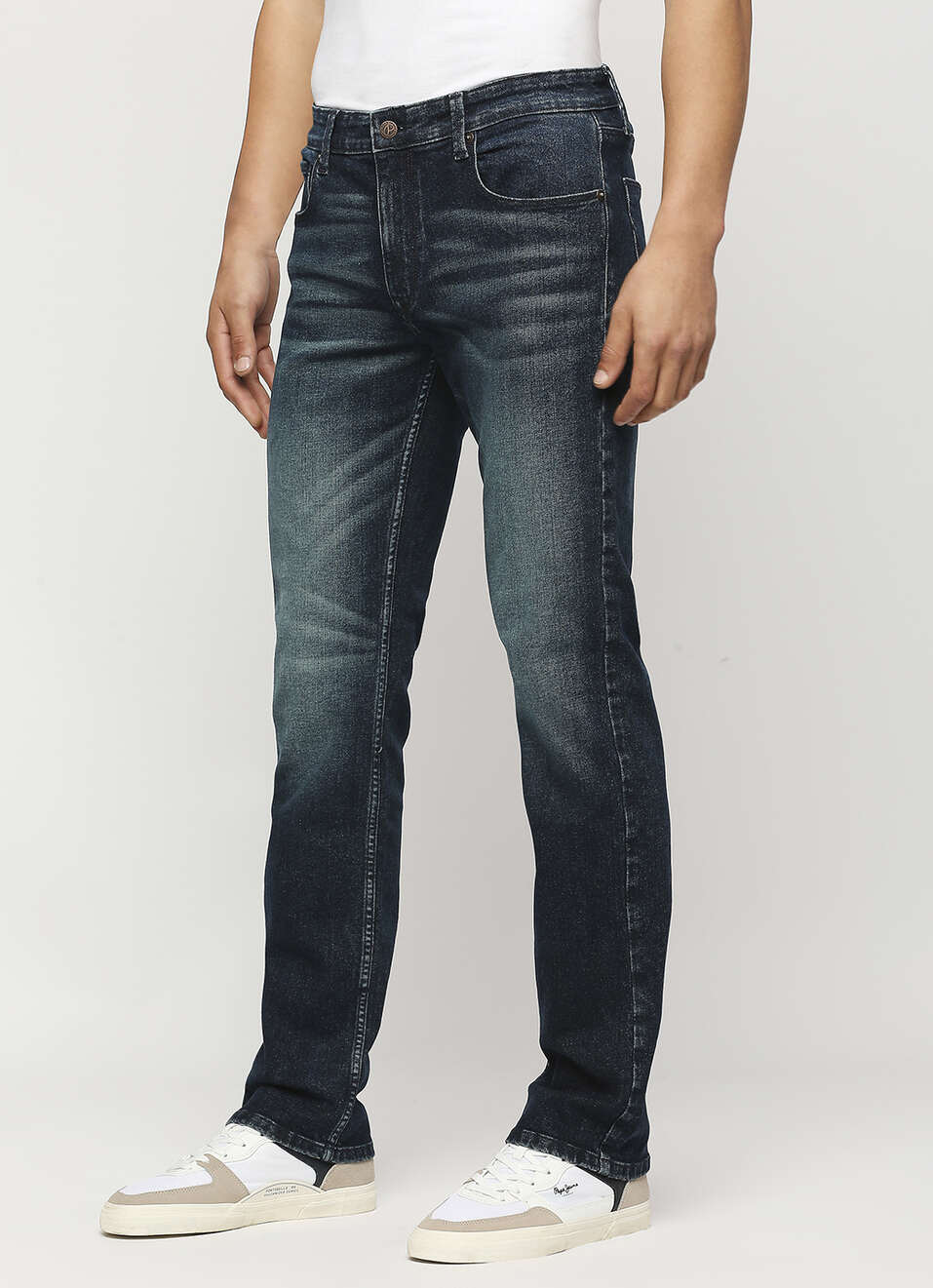 Holborne Dark Blue Mid Rise Straight Fit Jeans, , large image number 5