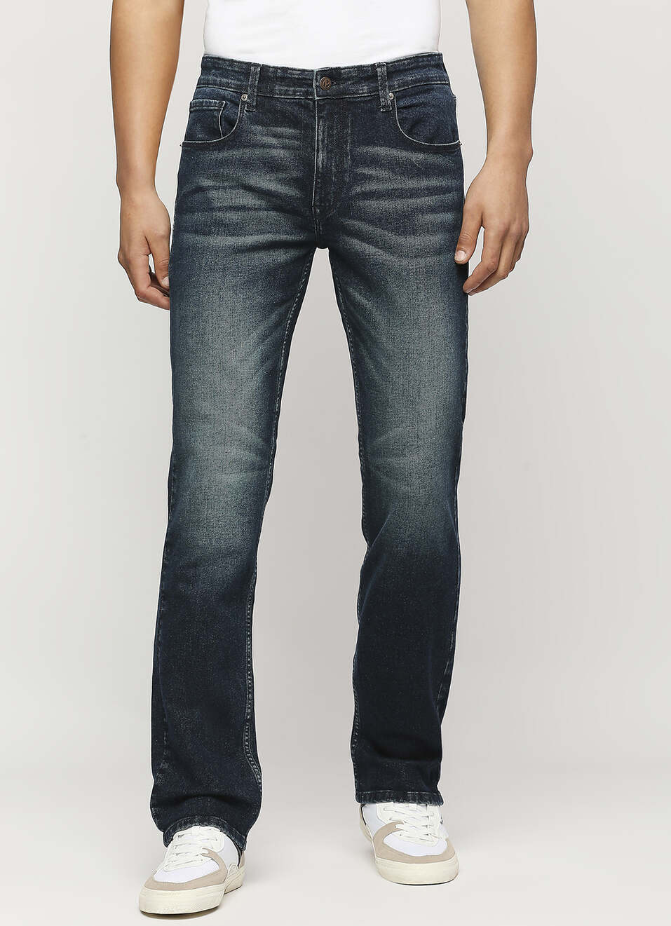 Holborne Dark Blue Mid Rise Straight Fit Jeans, , large image number 6