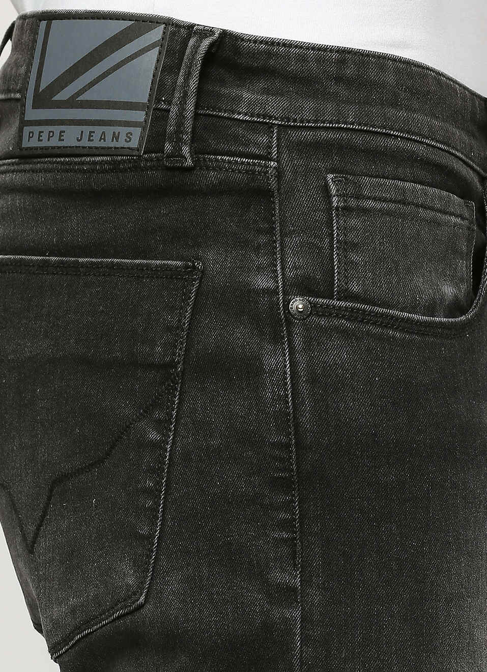 Vapour Black Low Rise Tapered Jeans, , large image number 4