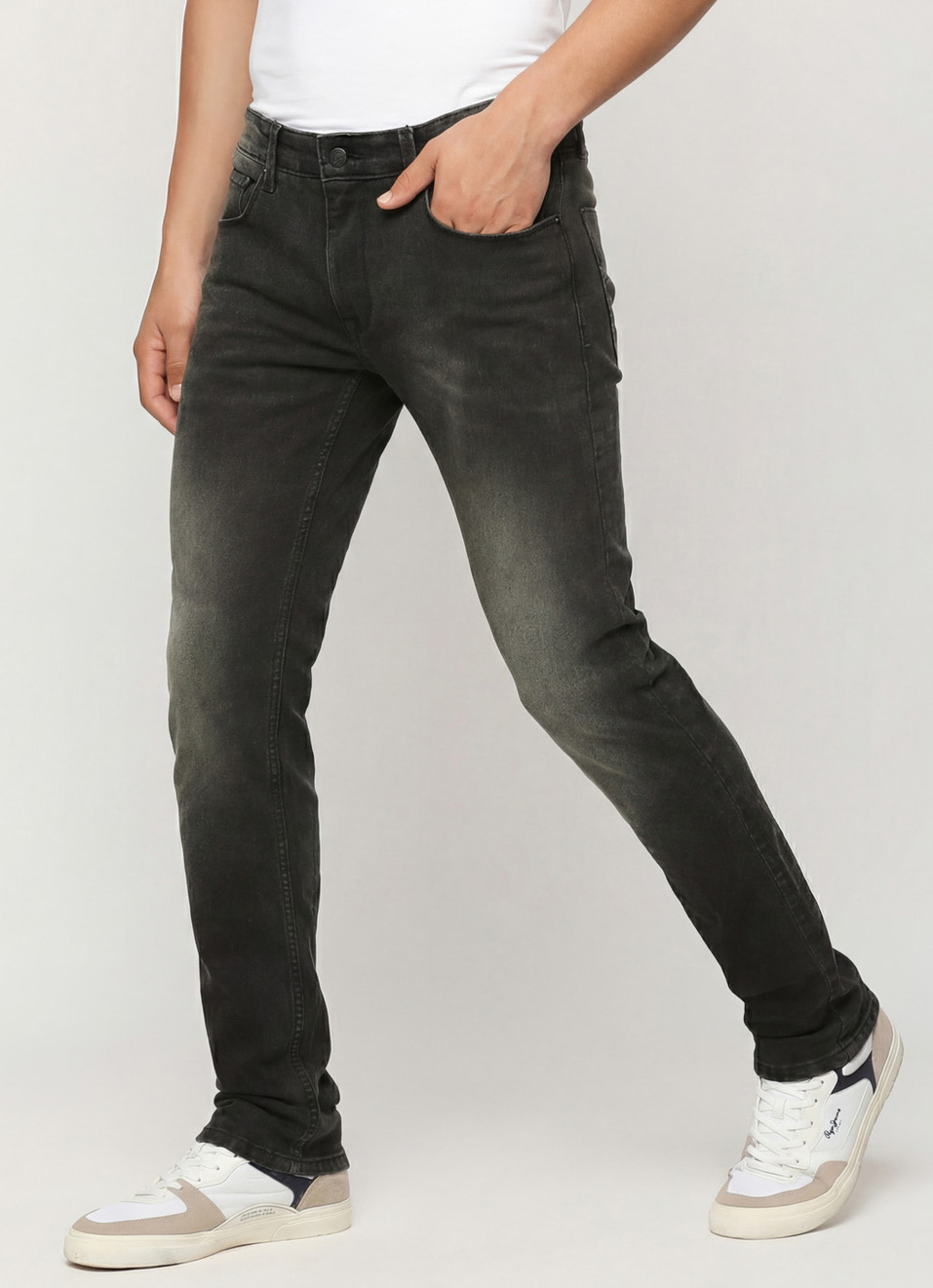 Vapour Black Mid Rise Slim Fit Jeans, , large image number 0