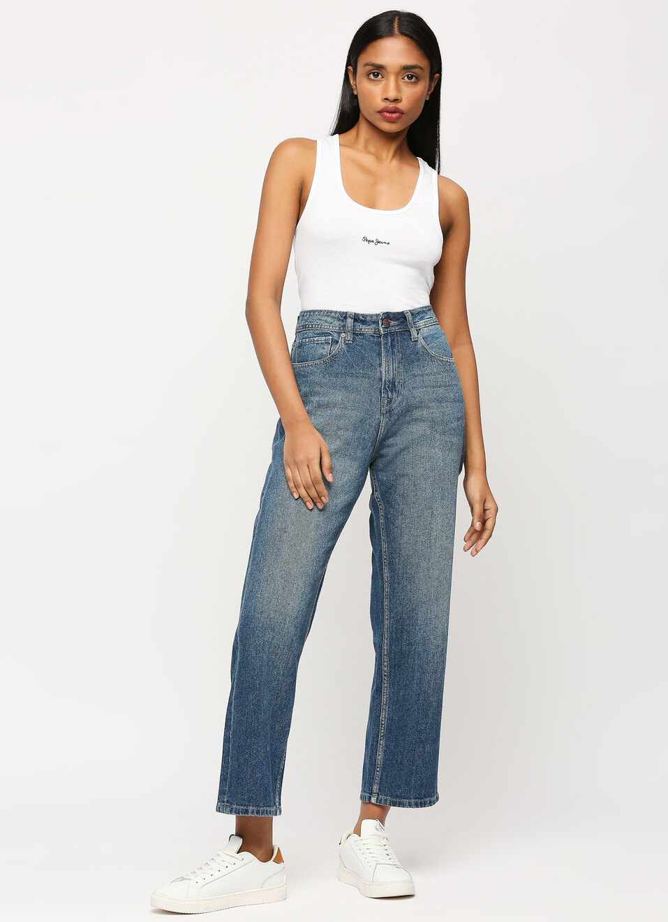 Robyn Blue High Waist Straight Fit Jeans, , large image number 5