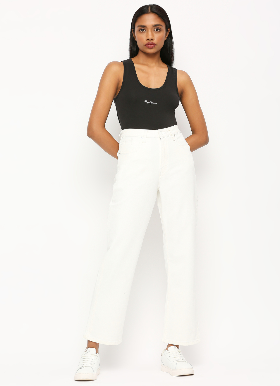 Robyn White High Waist Straight Fit Jeans, , large image number 6