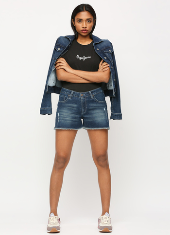 Dark Blue Siouxie Mid Waist Shorts