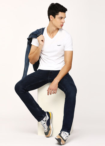 Vapour Blue Mid Rise Slim Fit Jeans