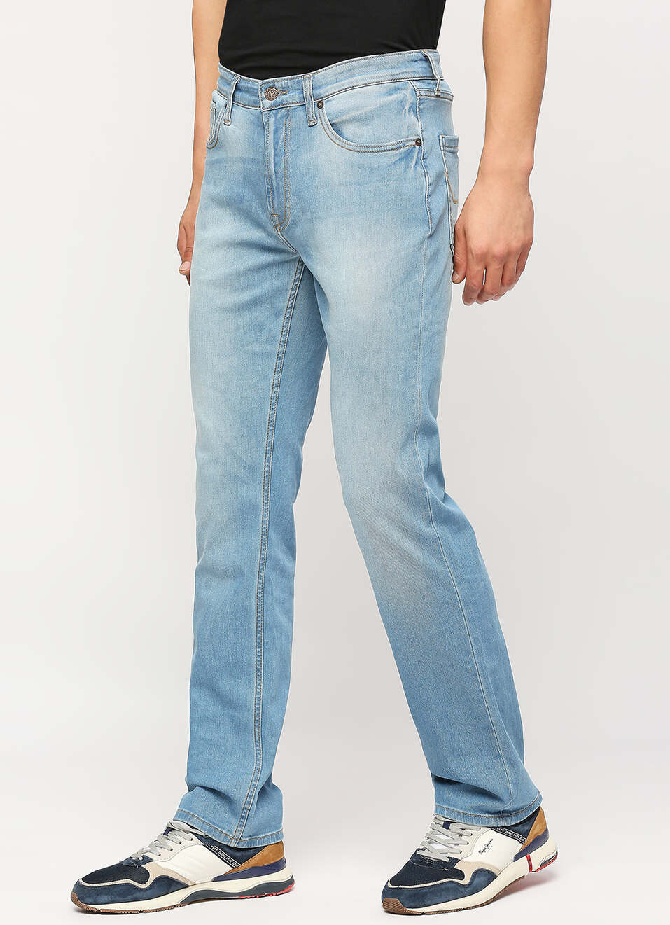 Holborne Blue Mid Waist Regular Fit Jeans, , large image number 6