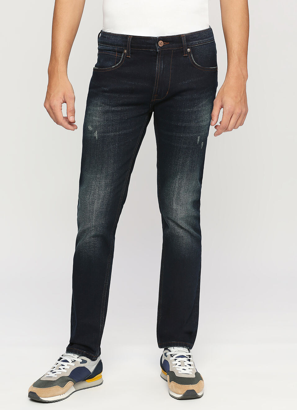 Tapered Vapour Blue Low Waist Slim Fit Jeans, , large image number 2