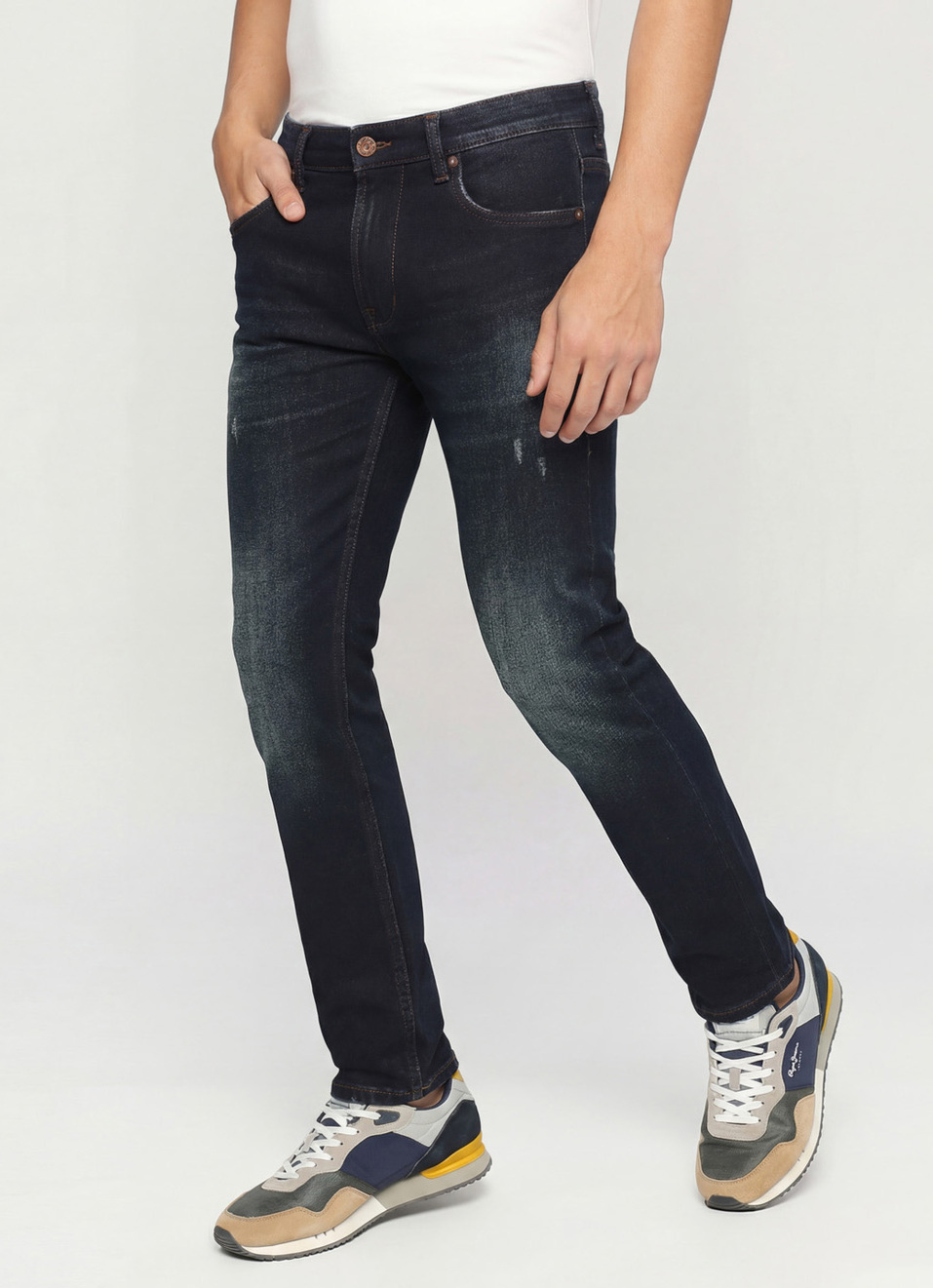 Tapered Vapour Blue Low Waist Slim Fit Jeans, , large image number 0