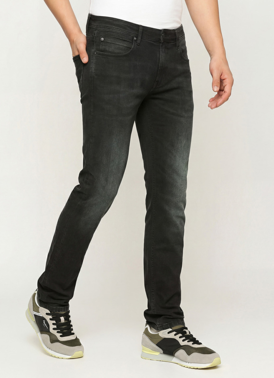 Vapour Black Mid Rise Slim Fit Jeans, , large image number 0