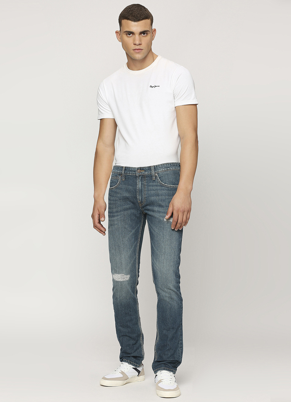 Vapour Dark Blue Mid Rise Slim Fit Jeans, , large image number 1