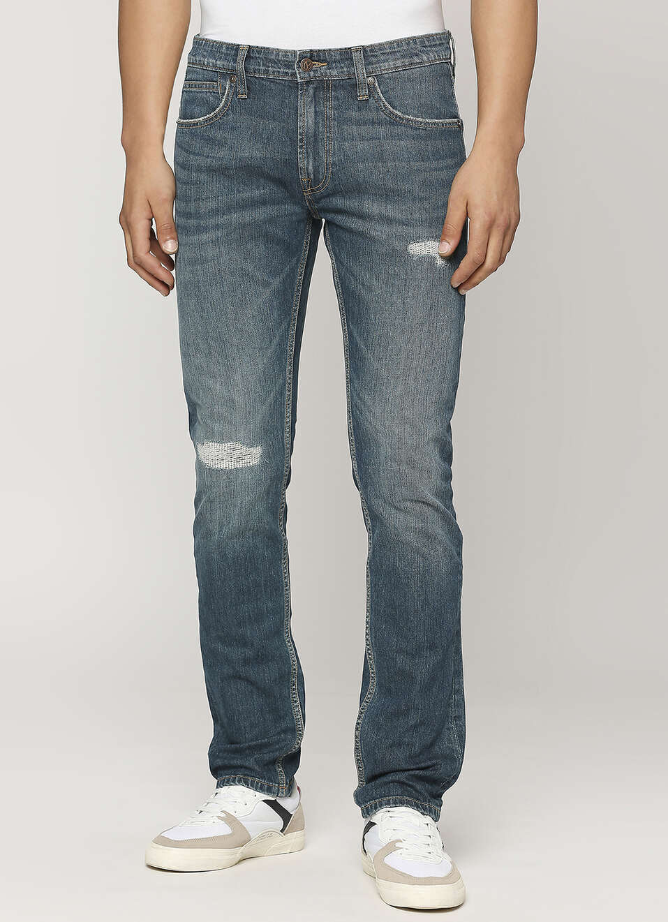 Vapour Dark Blue Mid Rise Slim Fit Jeans, , large image number 2