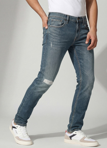 Vapour Dark Blue Mid Rise Slim Fit Jeans
