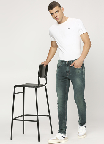 Chinox Blue Mid Waist Regular Fit Jeans