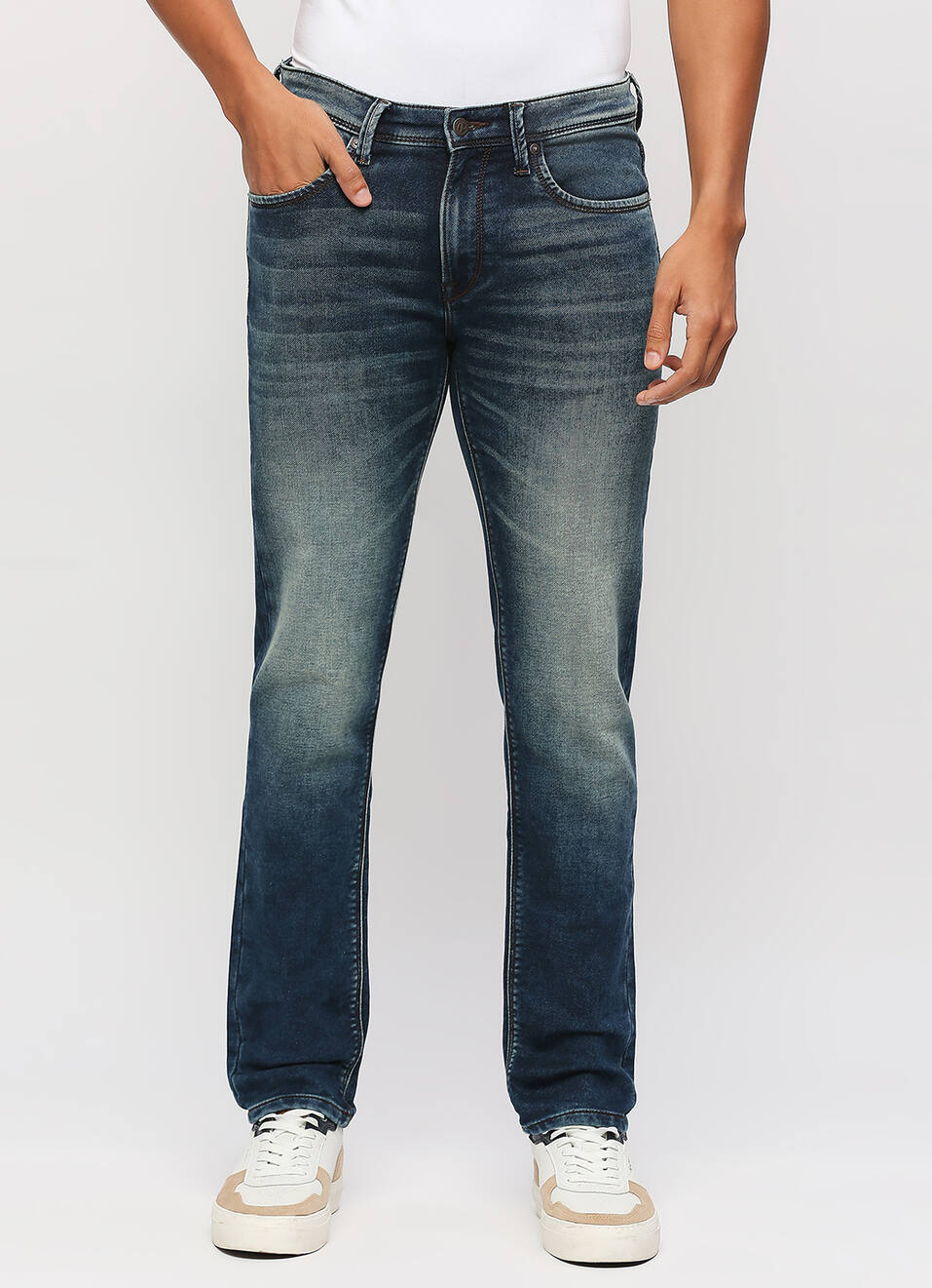 Vapour Dark Blue Low Waist Tapered Jeans, , large image number 2