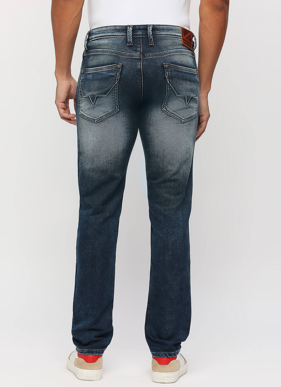 Vapour Dark Blue Low Waist Tapered Jeans, , large image number 3