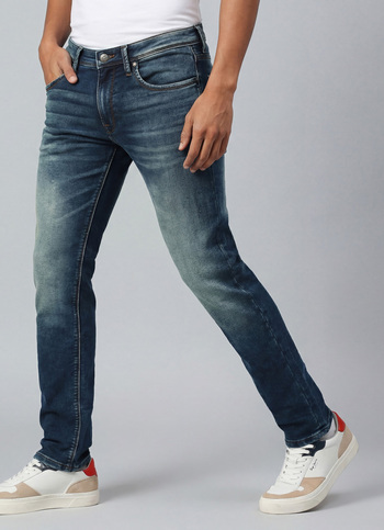 Vapour Dark Blue Low Waist Tapered Jeans