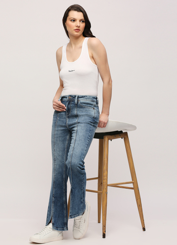 Dion Flare Blue High Waist Slim Fit Jeans