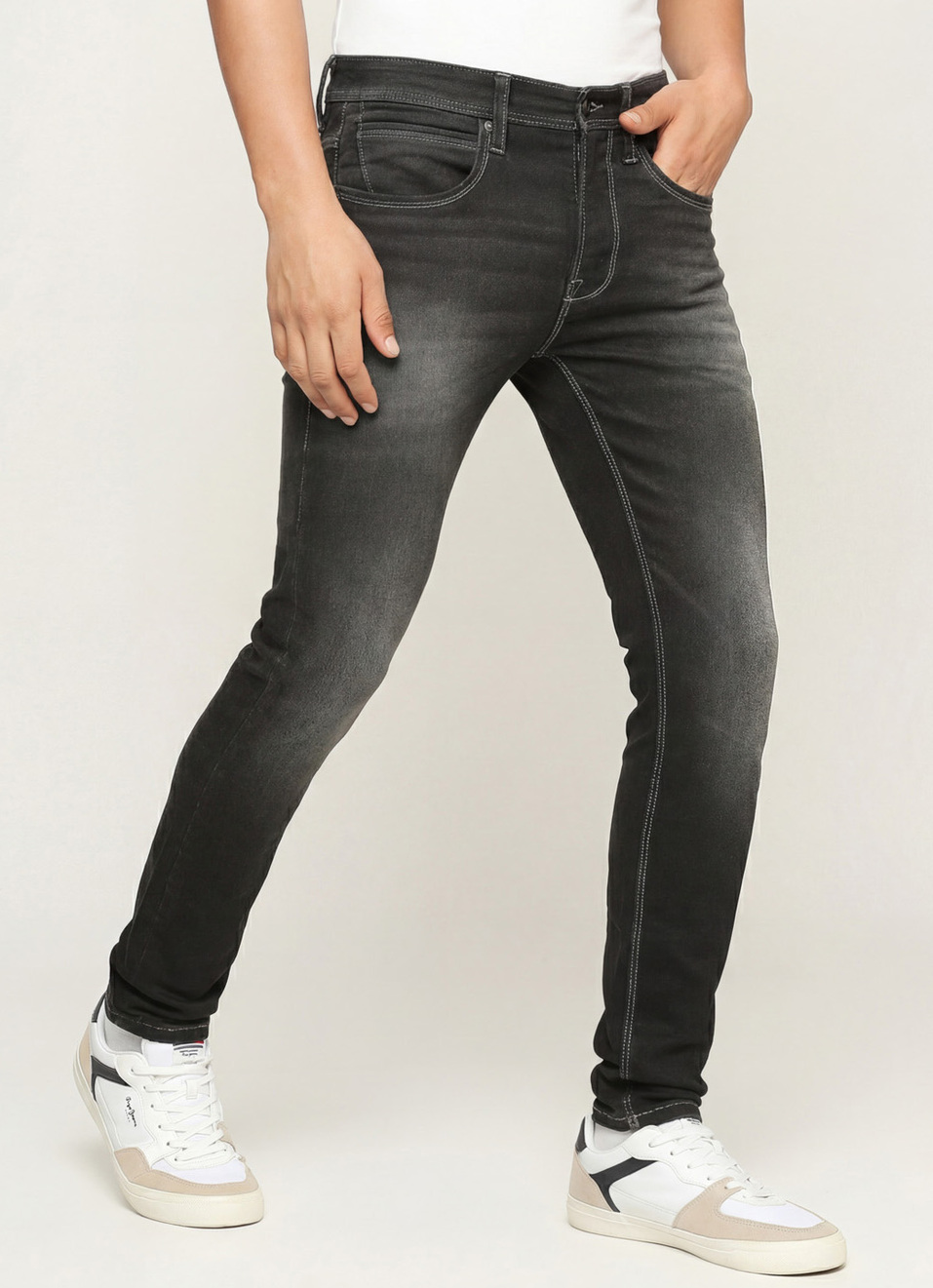 Chinox Black Mid Rise Regular Fit Jeans, , large image number 0