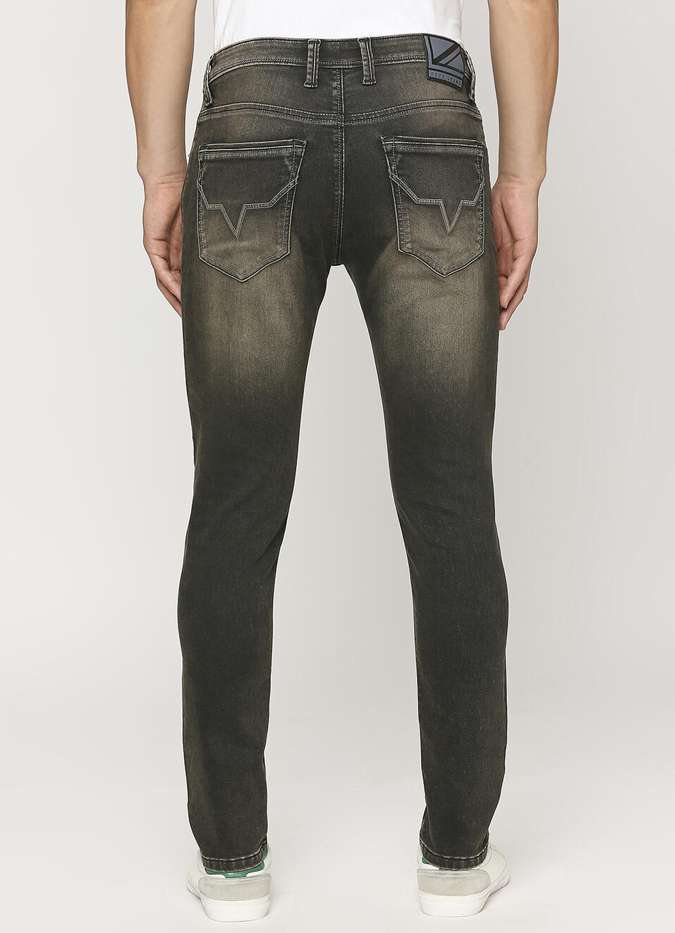 Vapour Tinted Black Low Rise Slim Fit Tapered Jeans, , large image number 3