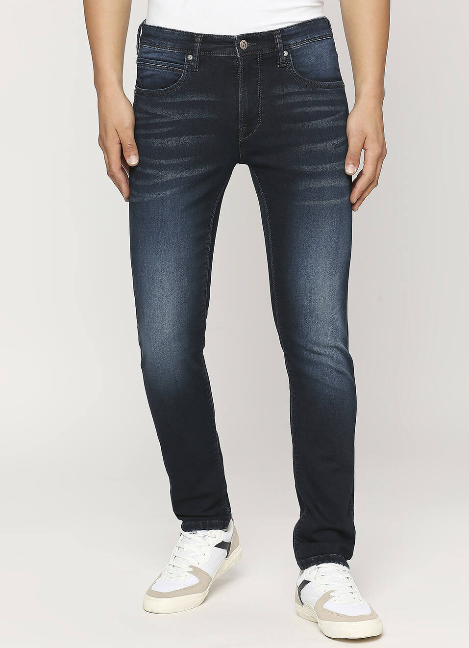 Vapour Blue Low Rise Slim Fit Tapered Jeans, , large image number 2