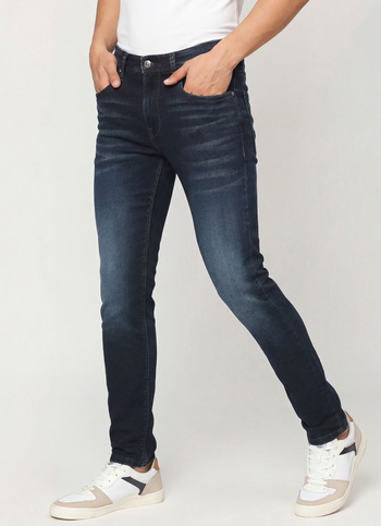 Vapour Blue Low Rise Slim Fit Tapered Jeans