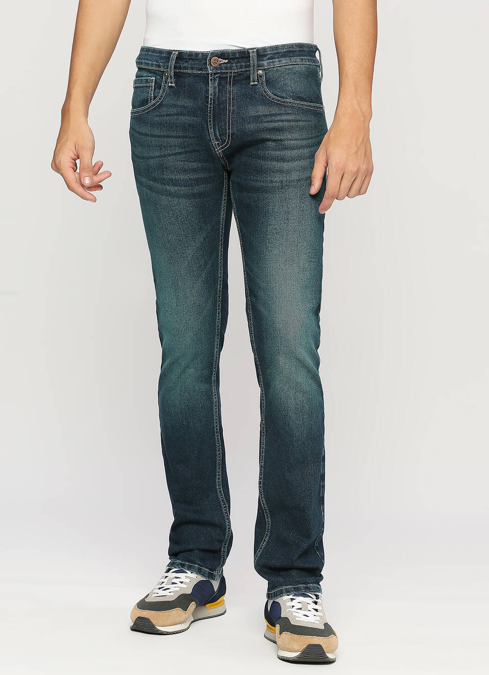 Vapour Blue Mid Rise Slim Fit Jeans, , large image number 2