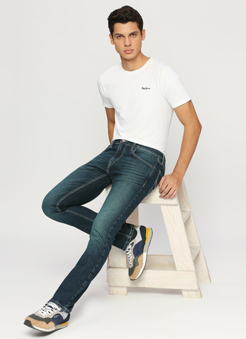 Vapour Blue Mid Rise Slim Fit Jeans