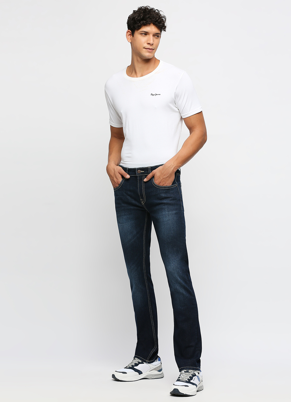 Vapour Dark Blue Mid Rise Slim Fit Jeans, , large image number 1