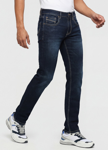 Vapour Dark Blue Mid Rise Slim Fit Jeans