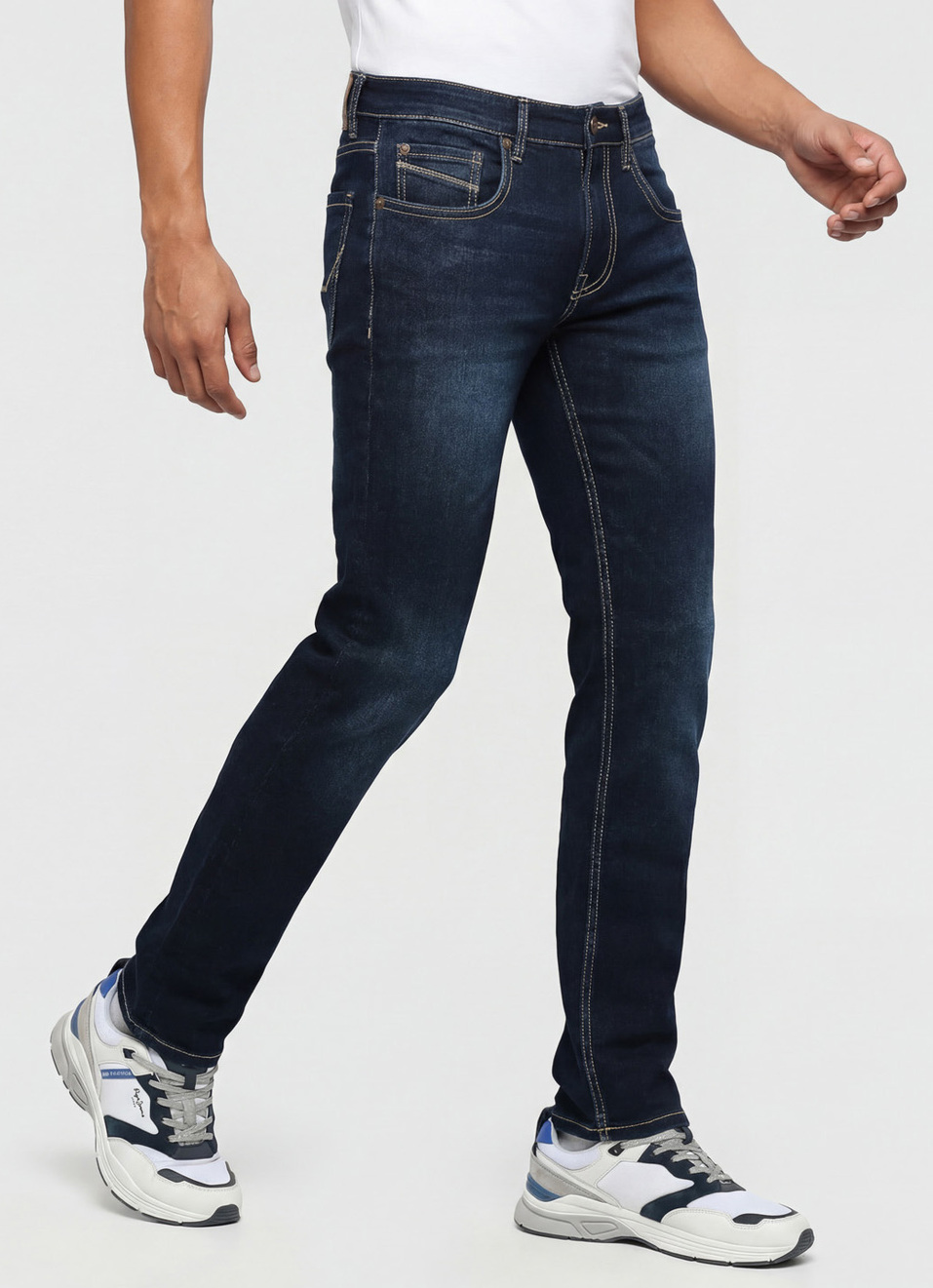 Vapour Dark Blue Mid Rise Slim Fit Jeans, , large image number 0