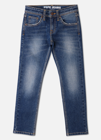 Boys Dark Blue Mid Rise Slim Fit Jeans