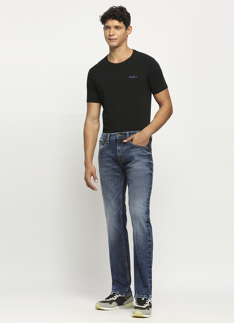 Vapour Dark Blue Mid Rise Slim Fit Jeans, , large image number 1